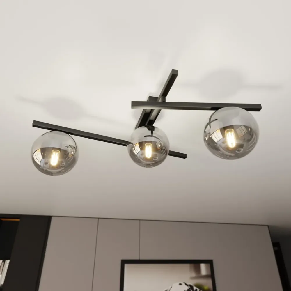 Plafonnier SMART 3L, D15 noir, E14 Emibig