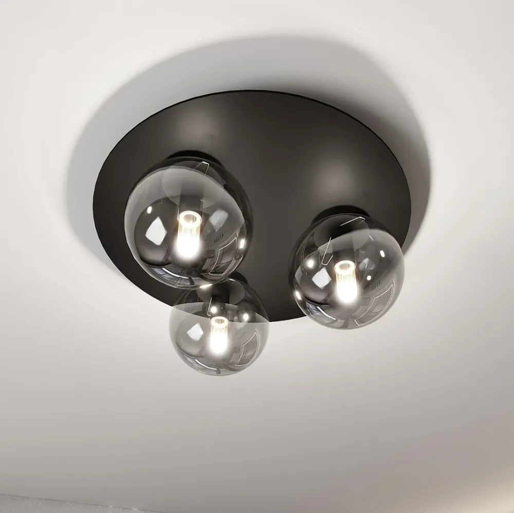 Plafonnier SOLAIRE 3L, D14 noir, E14 Emibig