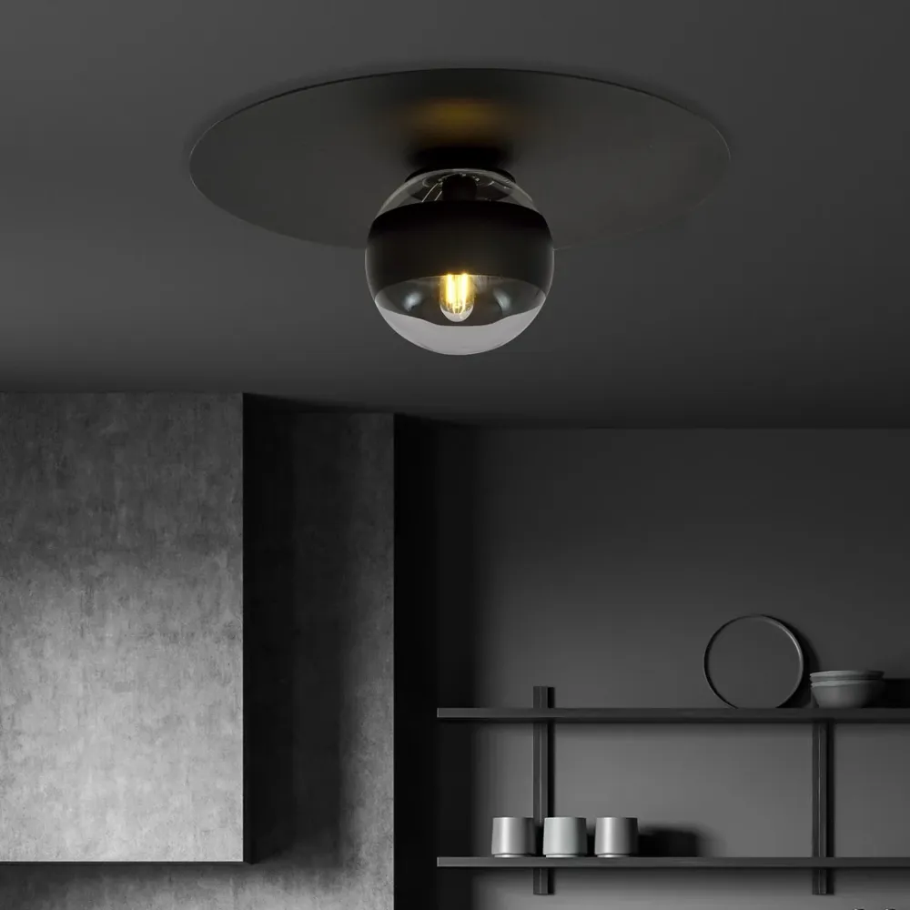 Plafonnier SOLAIRE 1L, D14 noir, E14 Emibig