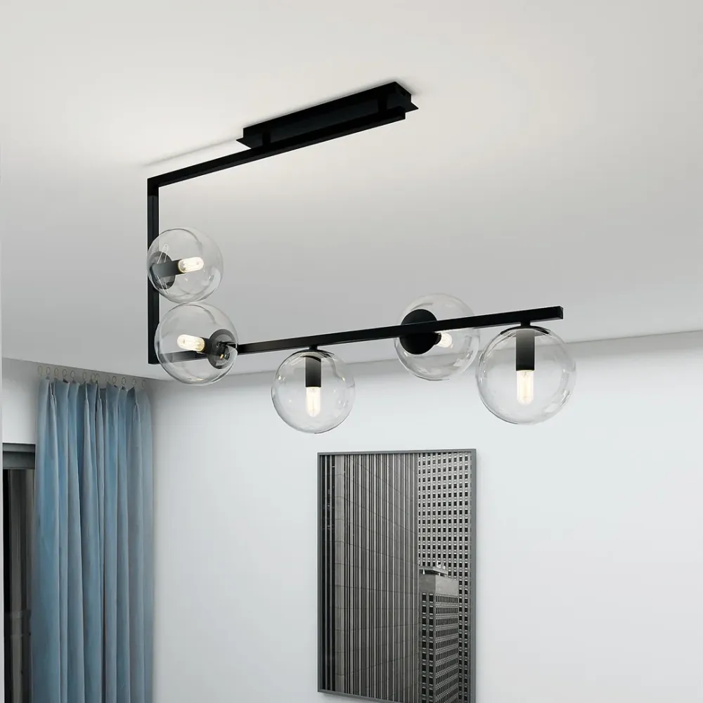 Plafonnier SOMA 5L, D14 noir, E14 Emibig