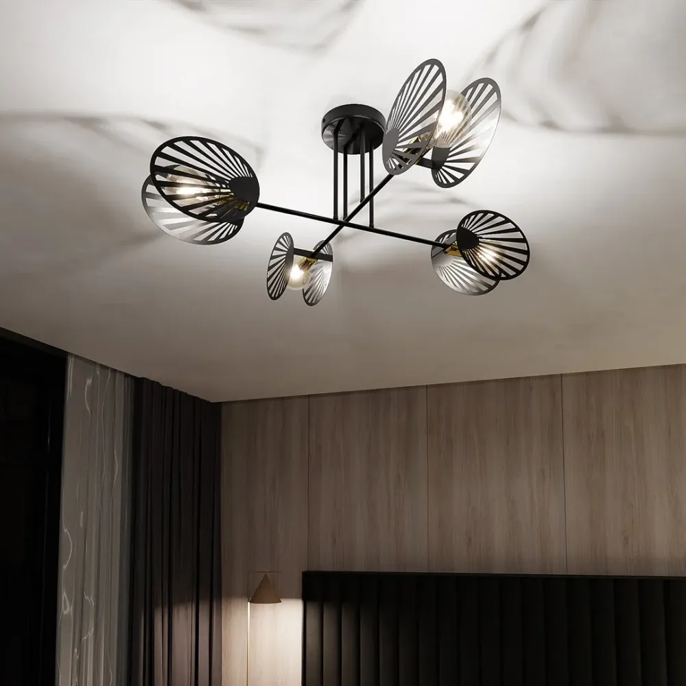 Plafonnier TALIA 4L, noir, E27 Emibig