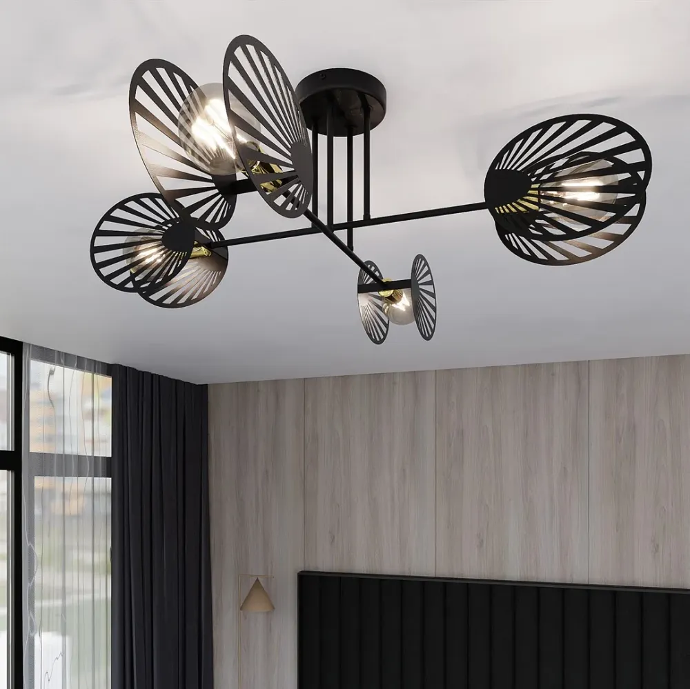 Plafonnier TALIA 4L, noir, E27 Emibig