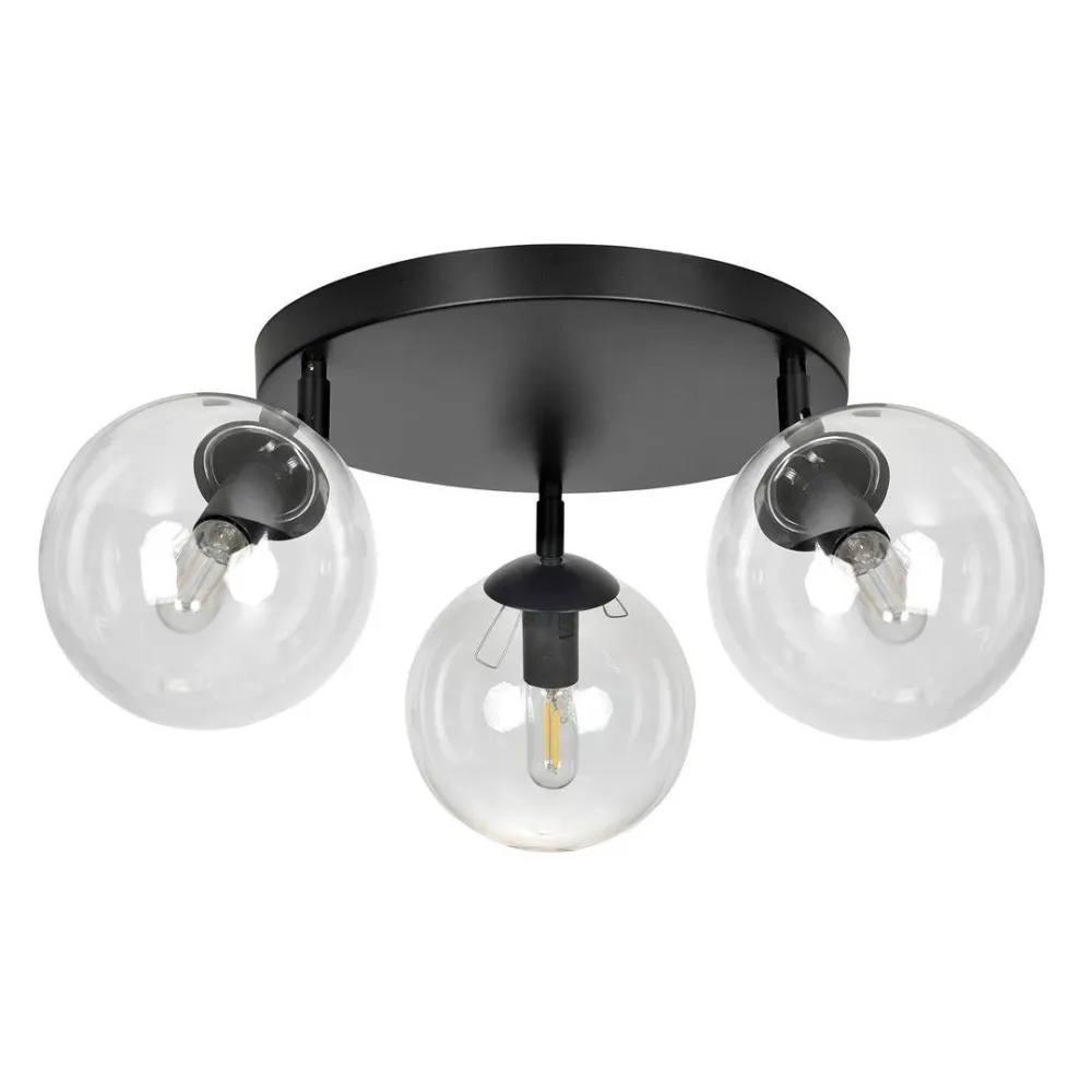 Plafonnier TOFI 3L, D14 noir, E14 Emibig