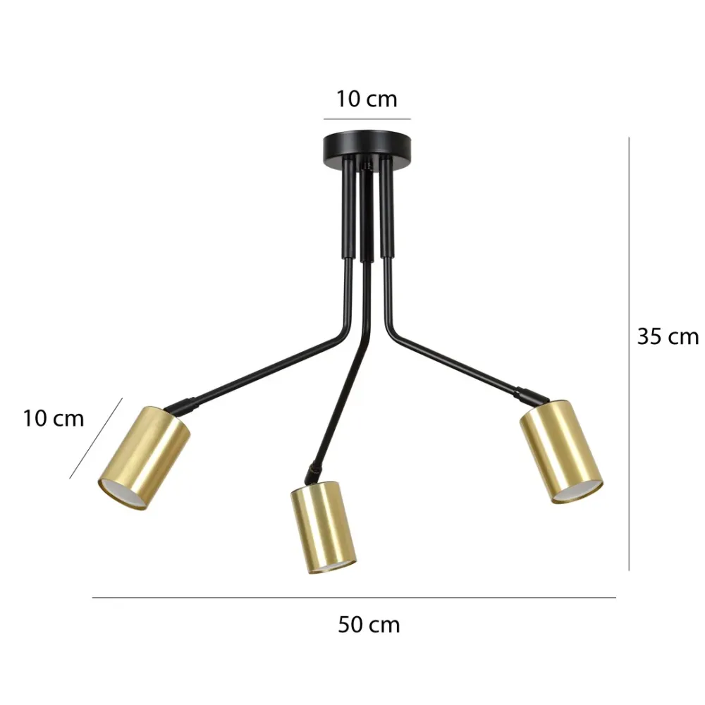 Plafonnier VERNO 3L, noir, GU10 Emibig