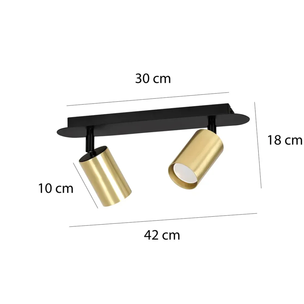 Plafonnier ZEN 2L, noir, GU10 Emibig