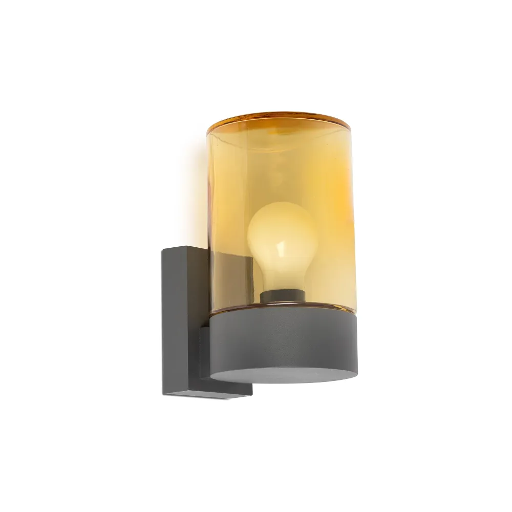 Applique murale extérieure FARO Barcelona Kila, aluminium gris foncé, douille E27, hauteur 20 cm