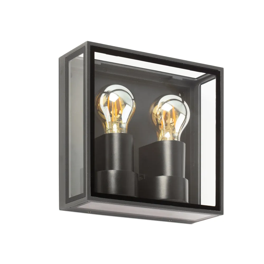 Applique murale extérieure FARO Barcelona Pomo en aluminium gris foncé E27 H 22,0 cm