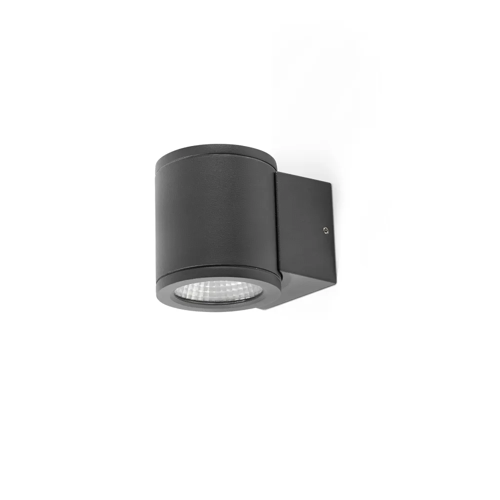 Applique murale extérieure FARO Barcelona Tond en aluminium gris foncé, LED, hauteur 8,6 cm