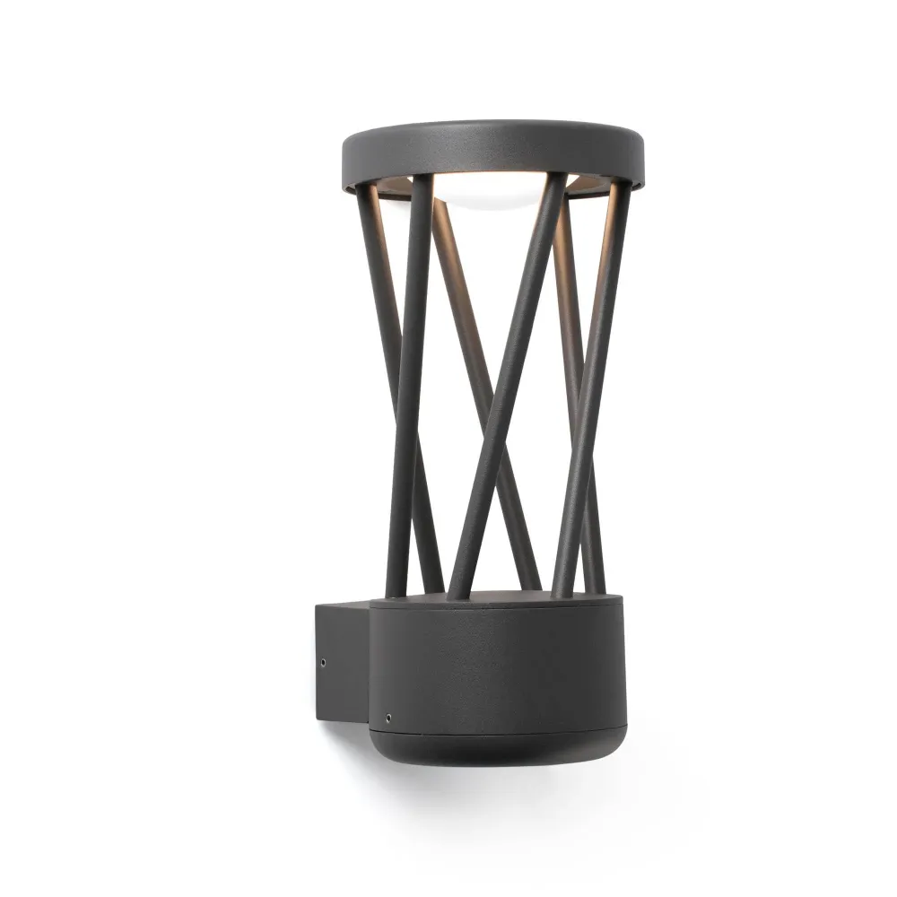 Applique murale extérieure FARO Barcelona Twist en aluminium gris foncé, LED, hauteur 30 cm