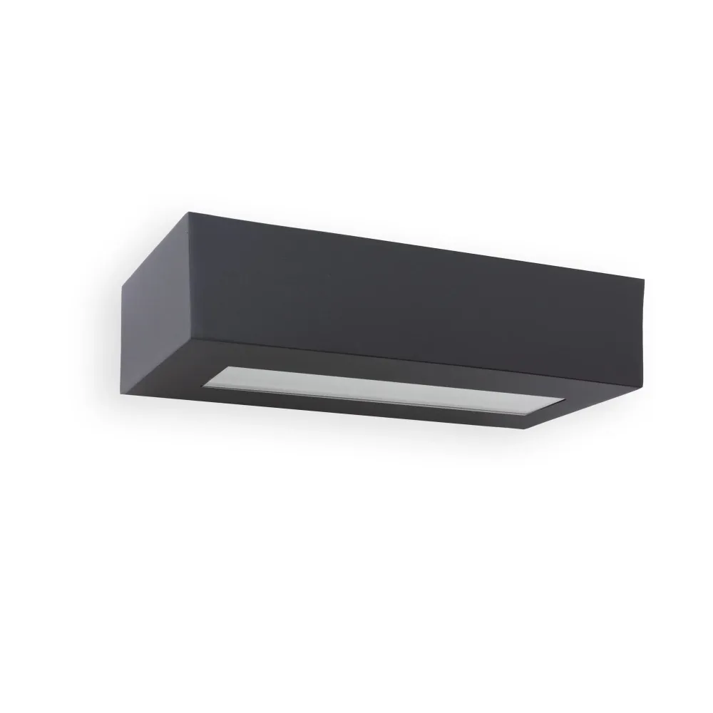 Applique murale extérieure FARO Barcelona West en aluminium gris foncé E27 H 7,0 cm