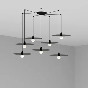 Applique murale FARO Barcelona Plat en acier noir mat E27 H 500 cm Matt