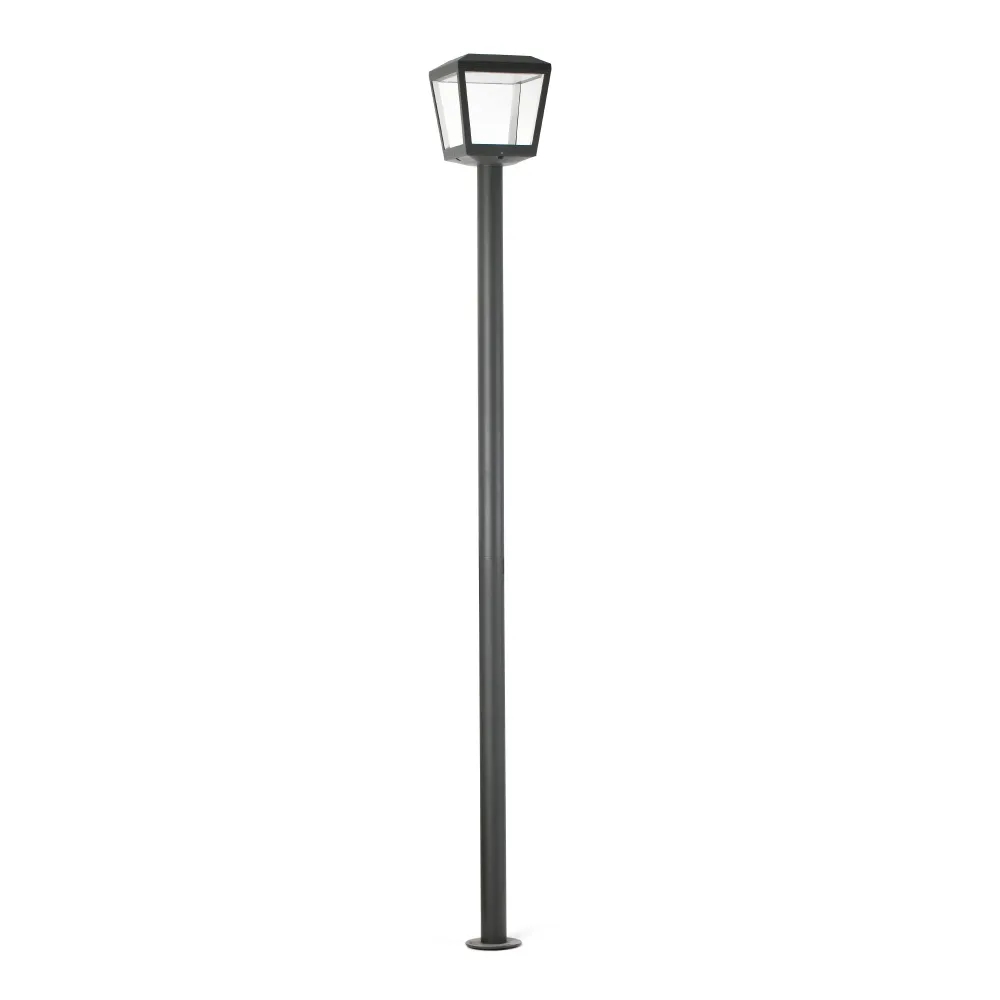 Lampadaire FARO Barcelona Plaza en aluminium gris foncé, LED, hauteur 219 cm.
