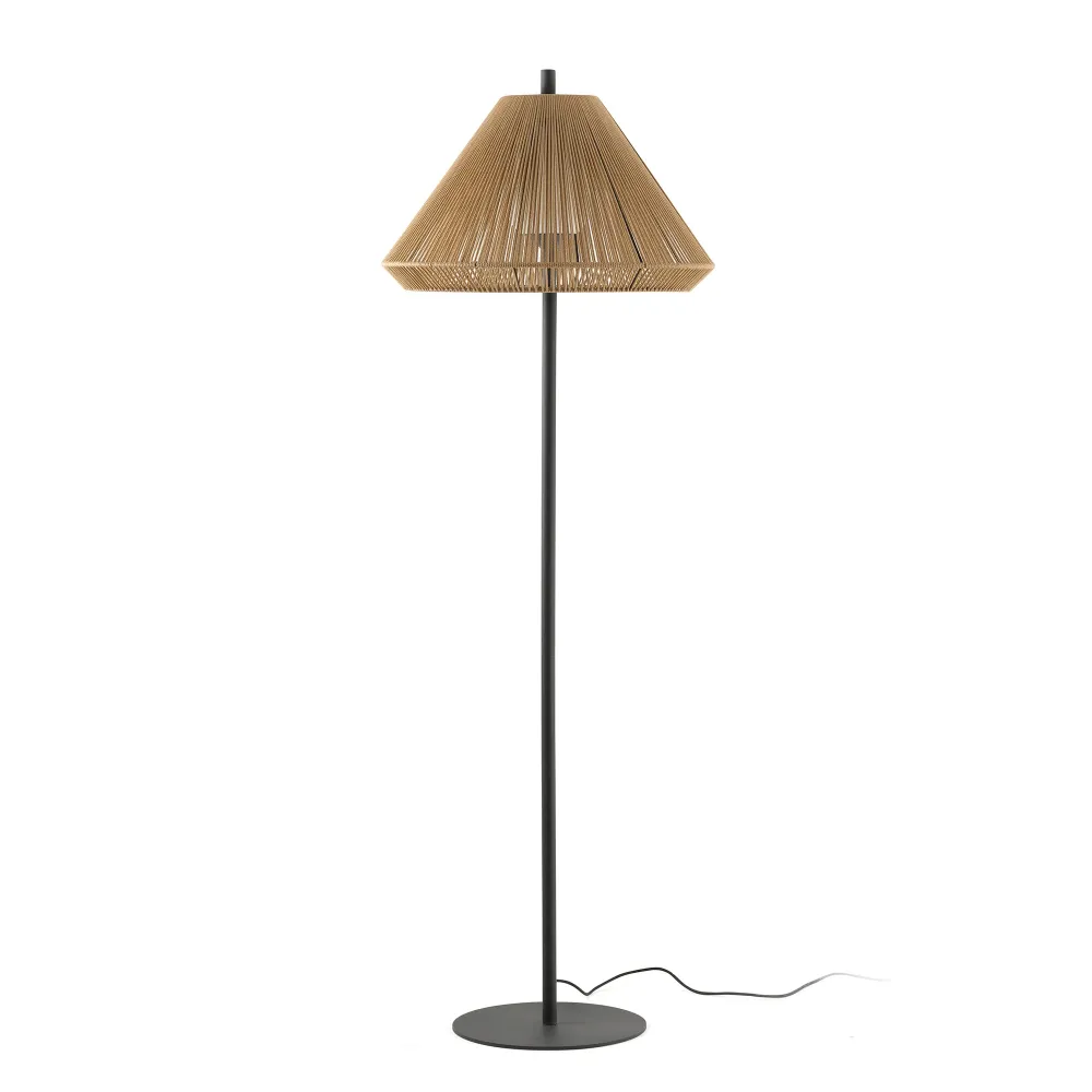 Lampadaire FARO Barcelona Saigon Out en aluminium gris foncé, douille E27, hauteur 195 cm