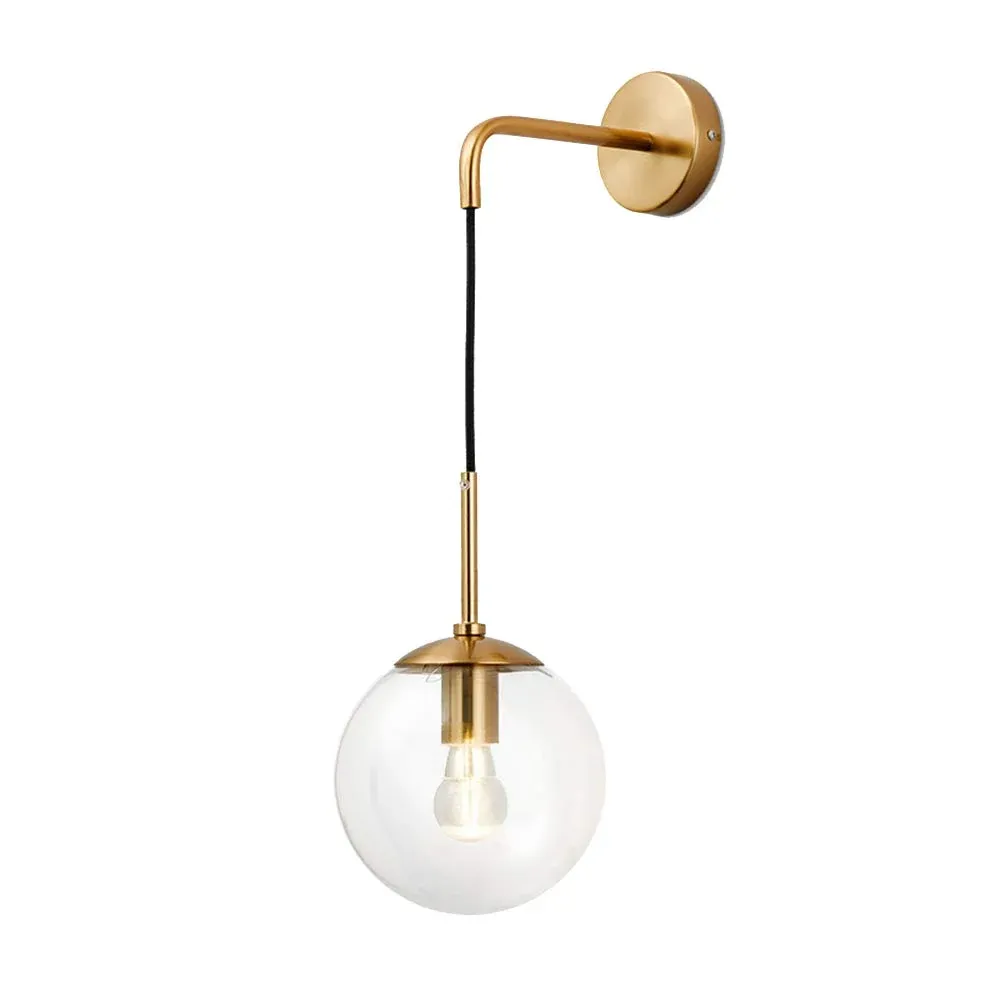 I-xun Applique murale boule de verre Lampes murales en laiton E27 Douille Goutte Abat-jour luminaire Veilleuse pour le sal...