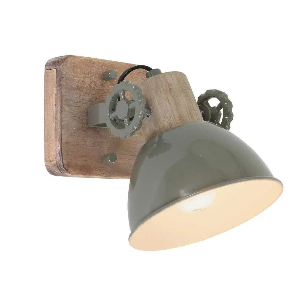 Spot de plafond Mexlite Gearwood 1L, métal vert, culot E27