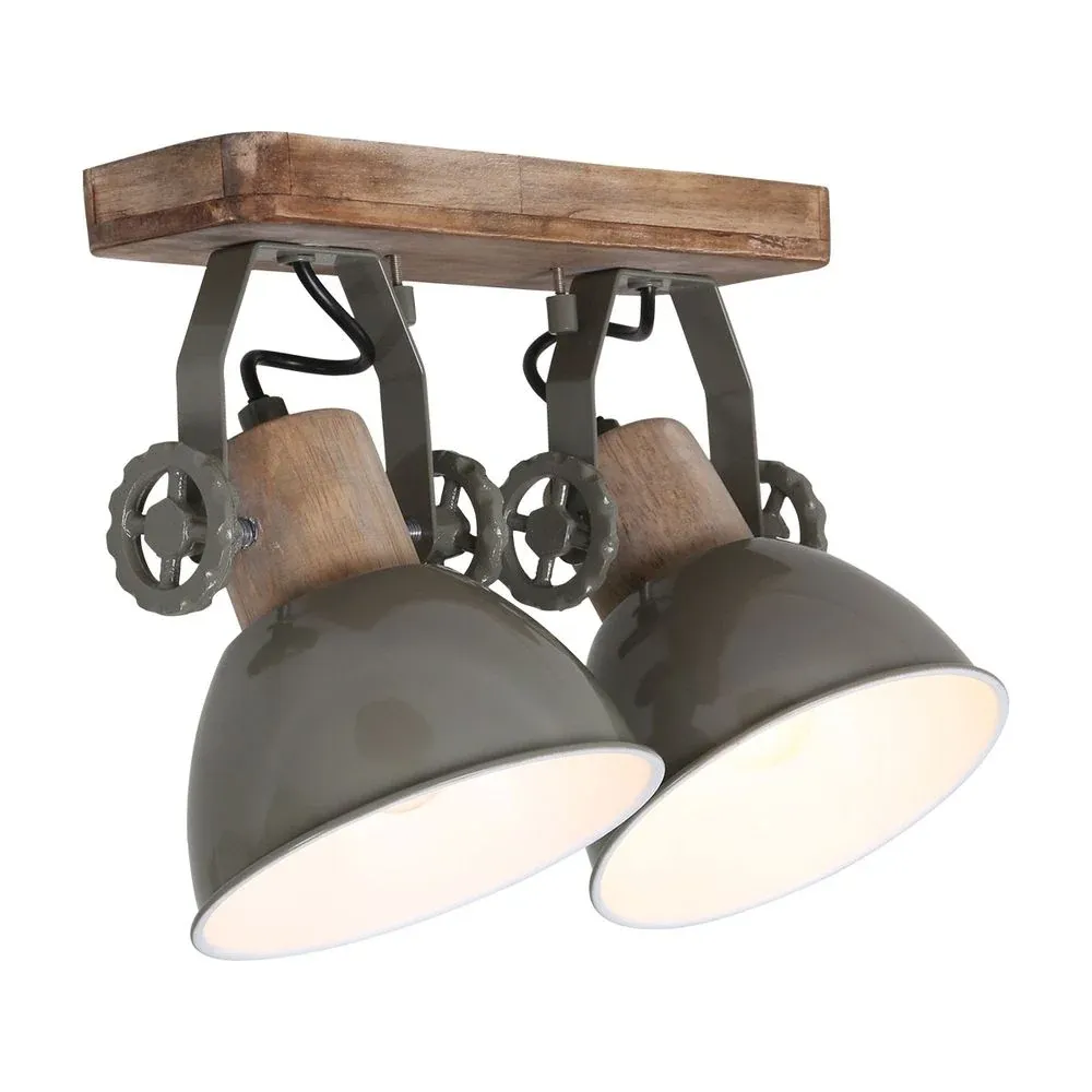 Spots de plafond Mexlite Gearwood 2L, culot E27, métal vert