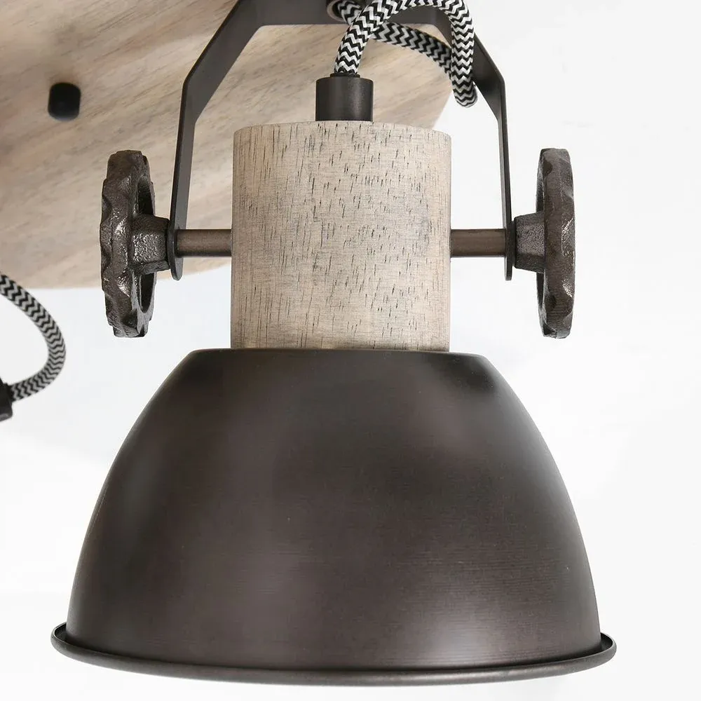 Spots de plafond Mexlite Gearwood 3L, métal anthracite
