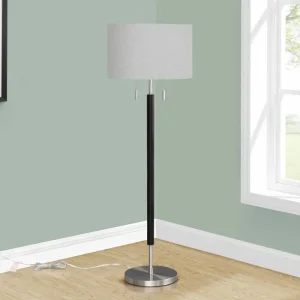 I 9748 – Lampadaire 60 po nickel et noir – Abat-jour gris Monarch
