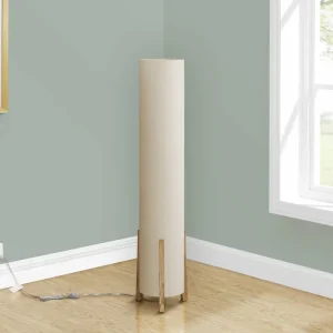 I 9755 – Lampe sur pied 50 po – Base bois brun abat-jour ivoire Monarch