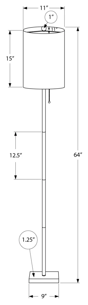 I 9758 – Lampadaire 62 po métal noir – Abat-jour ivoire Monarch