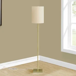I 9759 – Lampadaire 62 po laiton avec abat-jour ivoire Monarch