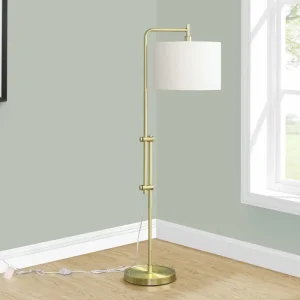 I 9761 – Lampadaire arc 63 po – Laiton métal abat-jour ivoire Monarch