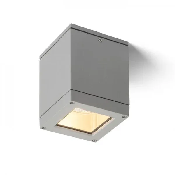 Spot de plafond extérieur Rendl Quadra 1L E27 argent/gris H 14 cm Silver