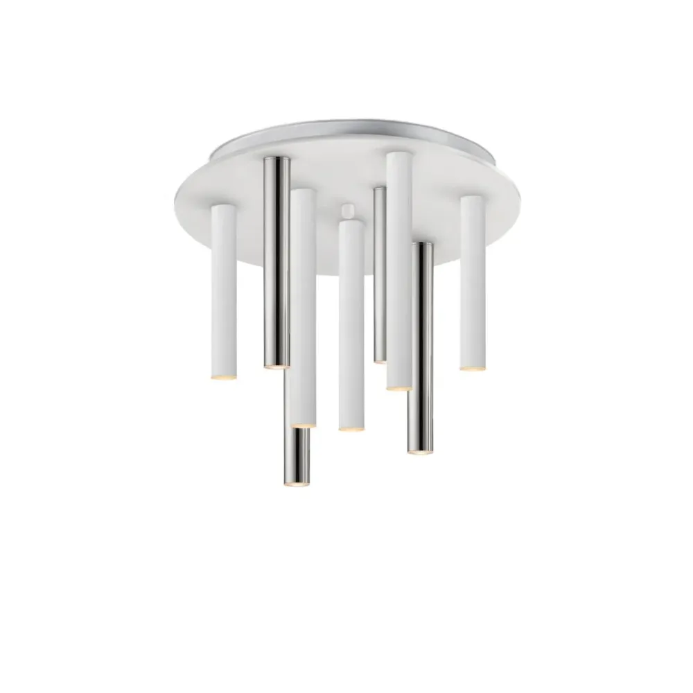 Spots de plafond Schuller VARAS 9L D 42 cm, chrome/blanc