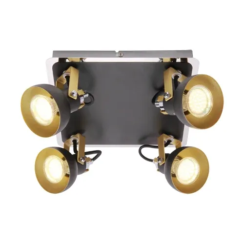 Spots de plafond STRUHM MARIO GU10 4 x 35W en acier inoxydable noir