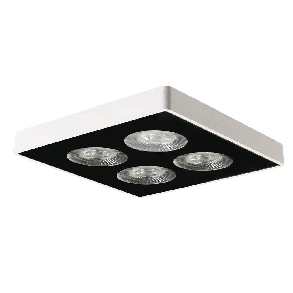 Spots de plafond VK Leading Light LED, largeur 14 cm, blanc/noir White