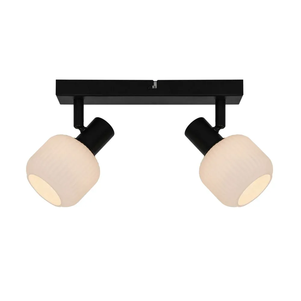Plafonnier monorail Zumaline Stem 2L E14, noir, largeur 30 cm