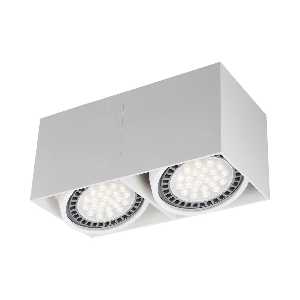 Spot de plafond Zumaline Box 2L, culot GU10, longueur 26,5 cm, 15 W, finition métal blanc/noir White