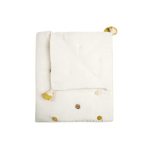 Couverture piquée à pompons pour bébé de Crane - Kendi