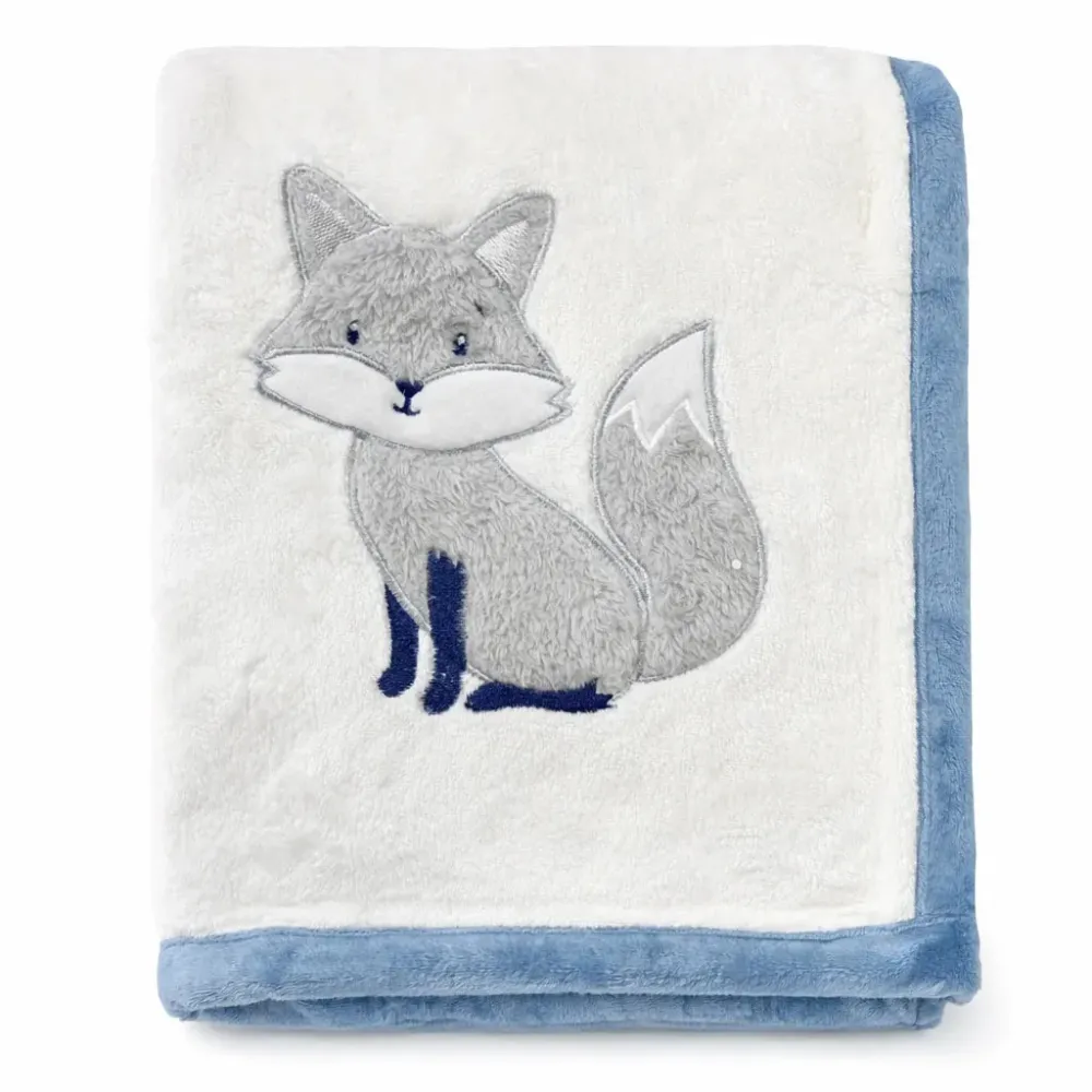 Couverture en sherpa bleu/gris avec appliqué Koala Baby - Renard Koalababy