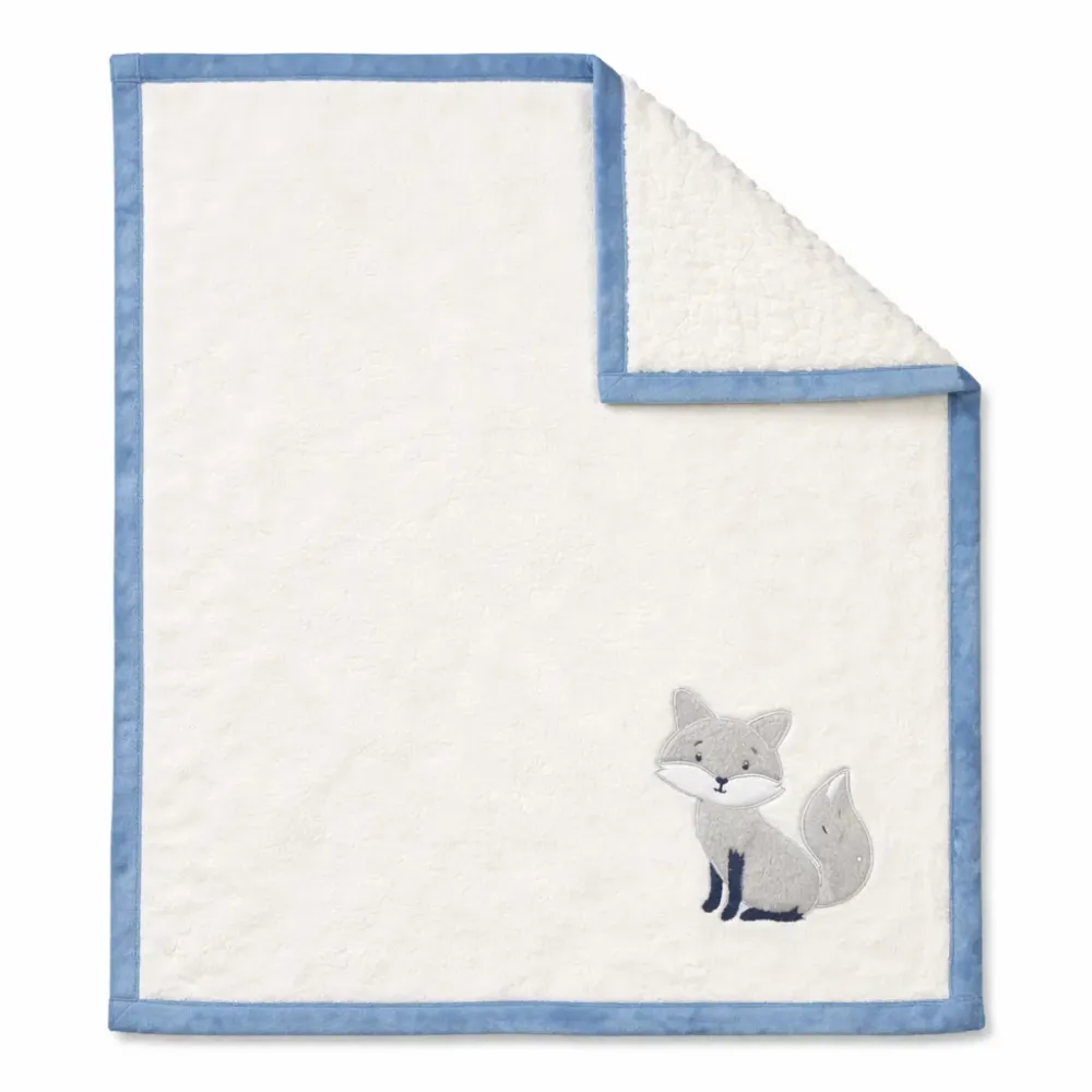 Couverture en sherpa bleu/gris avec appliqué Koala Baby - Renard Koalababy