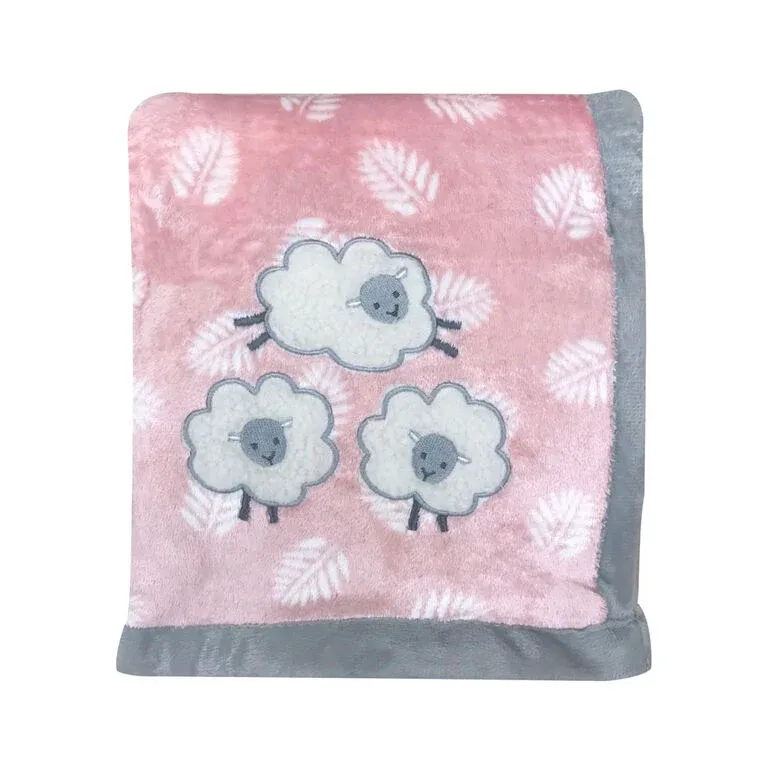 Couverture en sherpa rose et gris avec appliqué Koala Baby - Agneau Koalababy