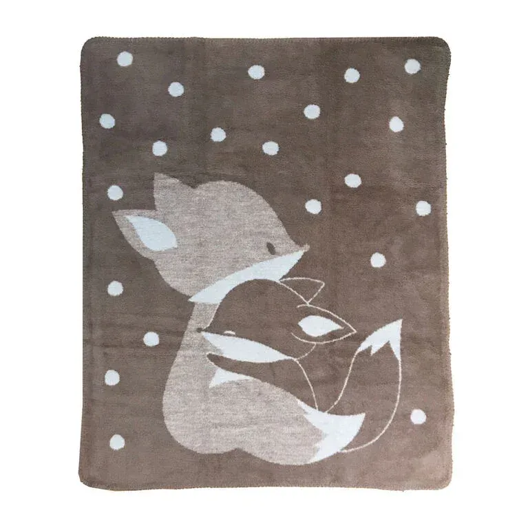 Koala Baby – Couverture en tricot jacquard (renard gris taupe et lapin gris crème) Koalababy