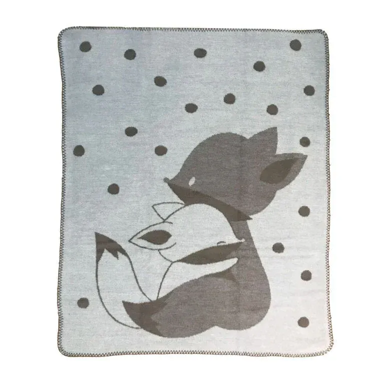 Koala Baby – Couverture en tricot jacquard (renard gris taupe et lapin gris crème) Koalababy