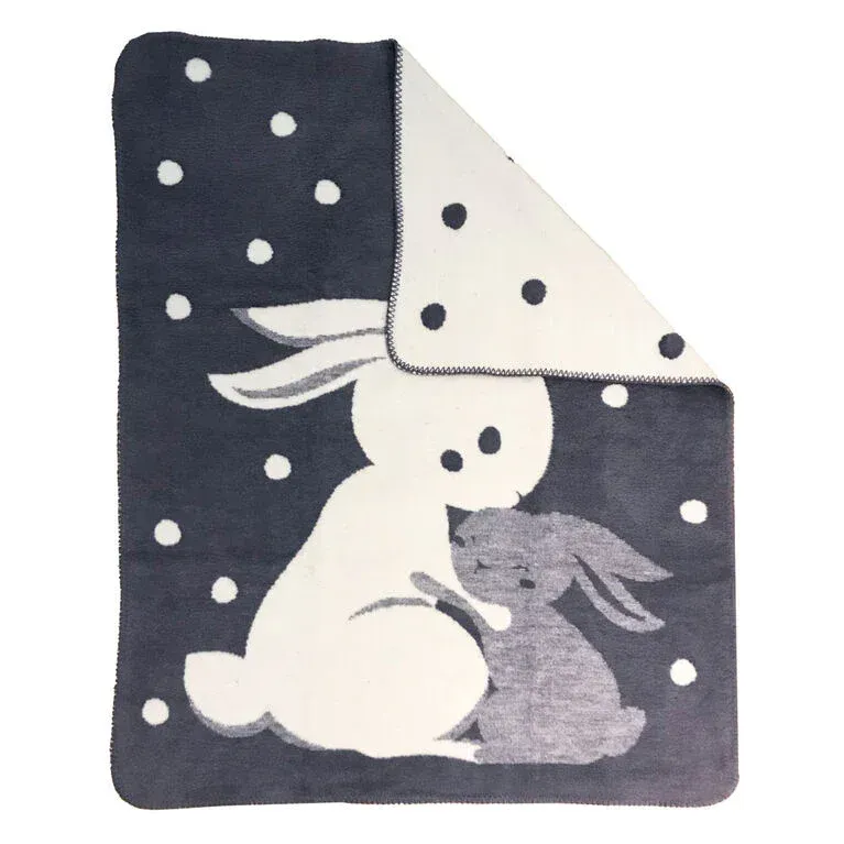 Koala Baby – Couverture en tricot jacquard (renard gris taupe et lapin gris crème) Koalababy