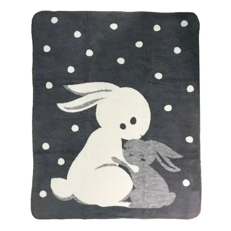 Koala Baby – Couverture en tricot jacquard (renard gris taupe et lapin gris crème) Koalababy