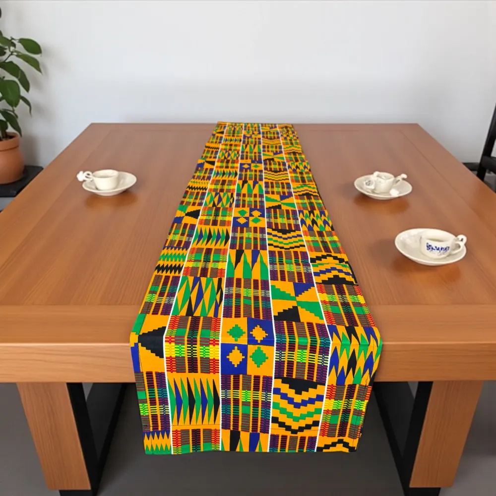 Chemin de table africain / nappe - Jaune Kente