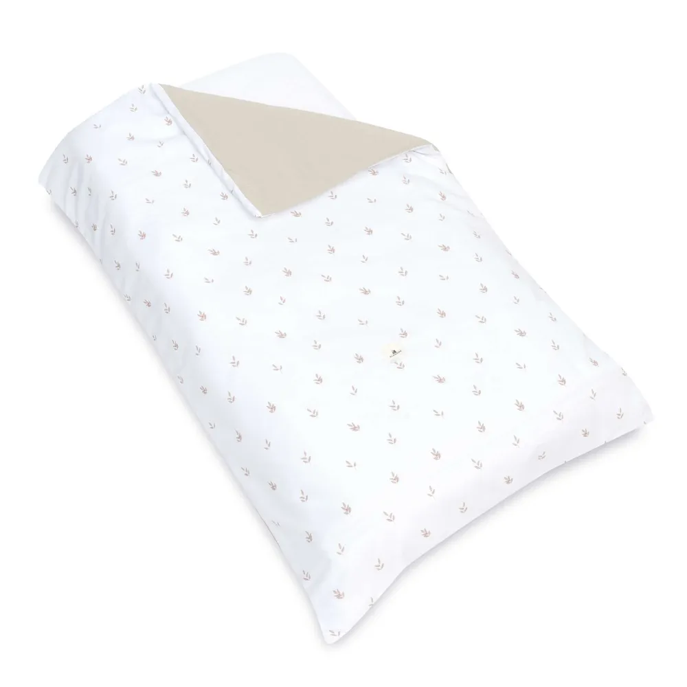 Housse de couette lit junior 90x200 cm feuilles beige · Nandina 636F-116