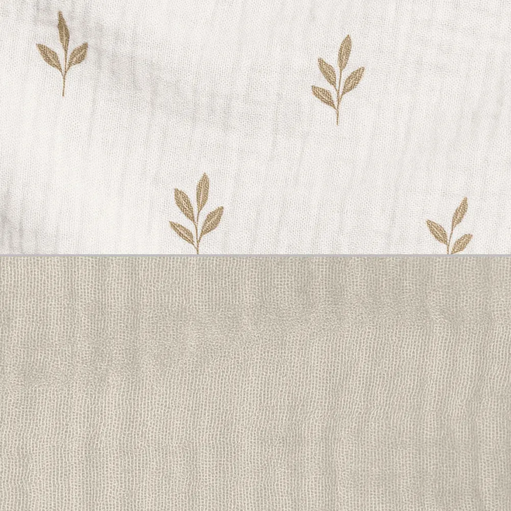 Housse de couette lit junior 90x200 cm feuilles beige · Nandina 636F-116