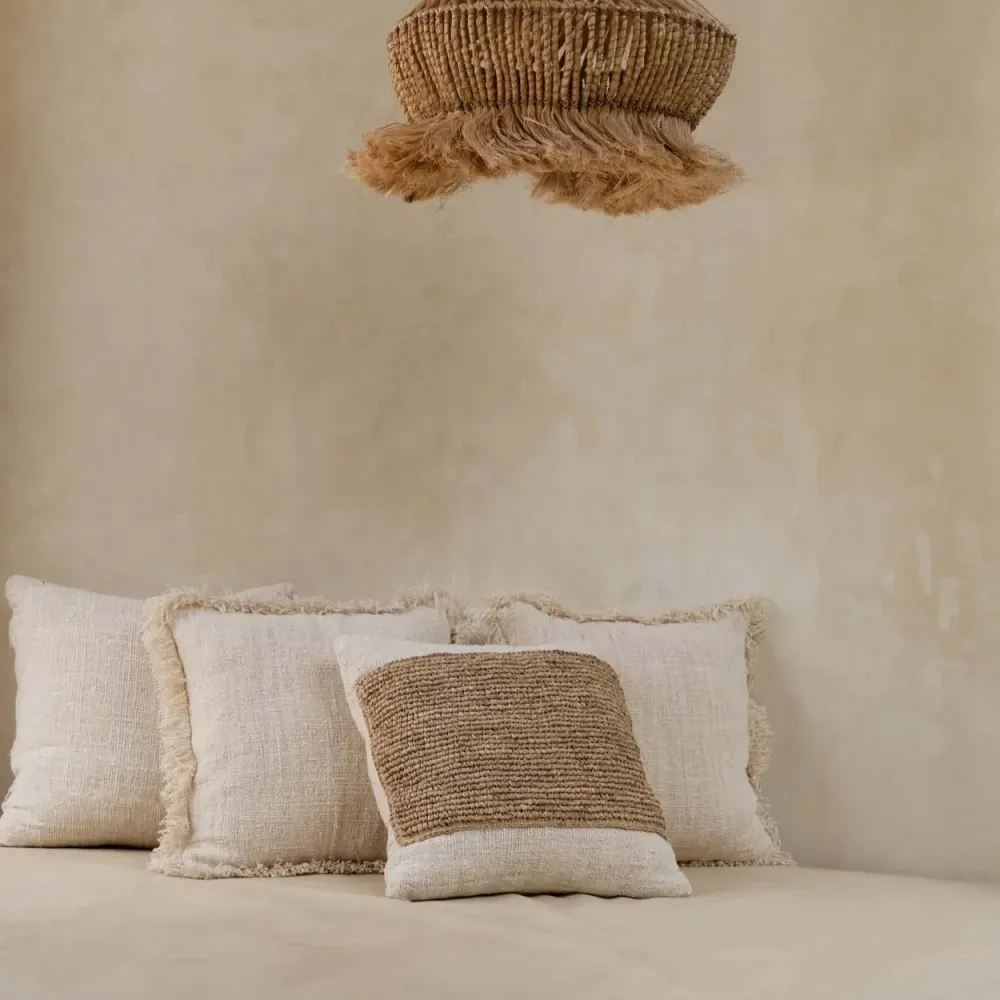 RAFFIA STAMP Housse de coussin - Naturel