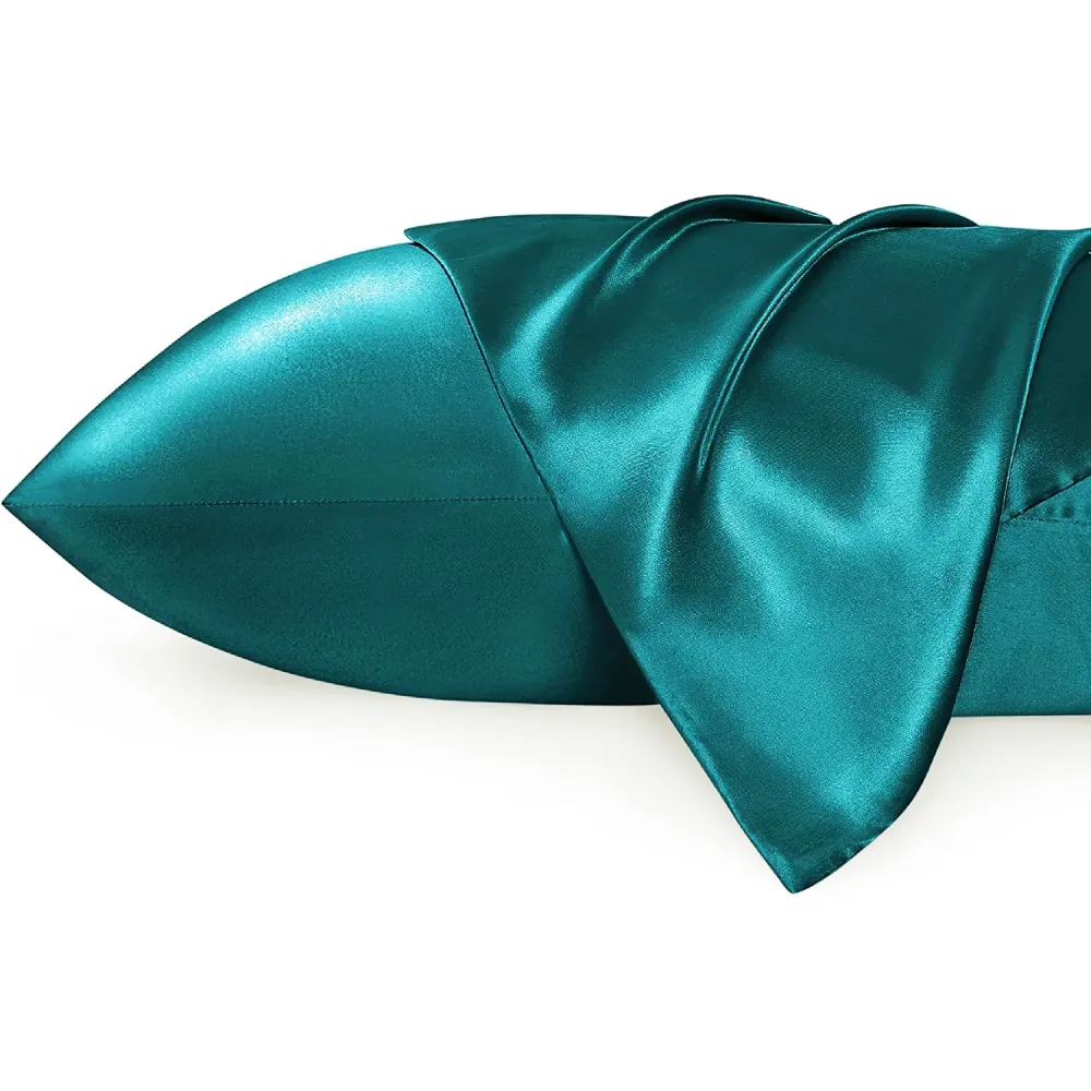 Taie d'oreiller en satin Sarcelle 60 x 70 cm taille standard - Taie d'oreiller en satin soyeux