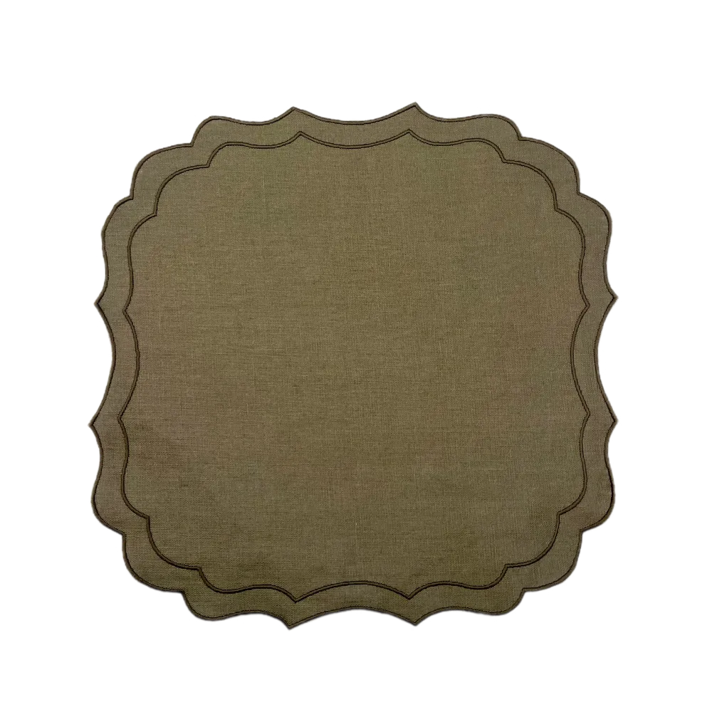 SET DE TABLE KRINKLE OLIVE - LOT DE 4