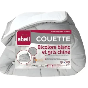 ABEIL Couette temperee BICOLORE 140x200cm - Blanc + Gris chine