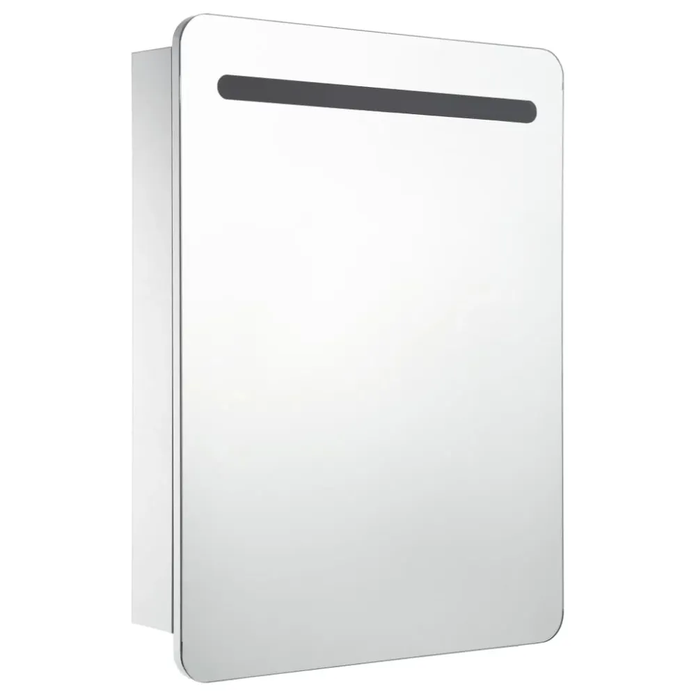 Distributeur savon Armoire de salle de bain à miroir led 60 x 11 x 80 cm blanc et argenté 02_0006565