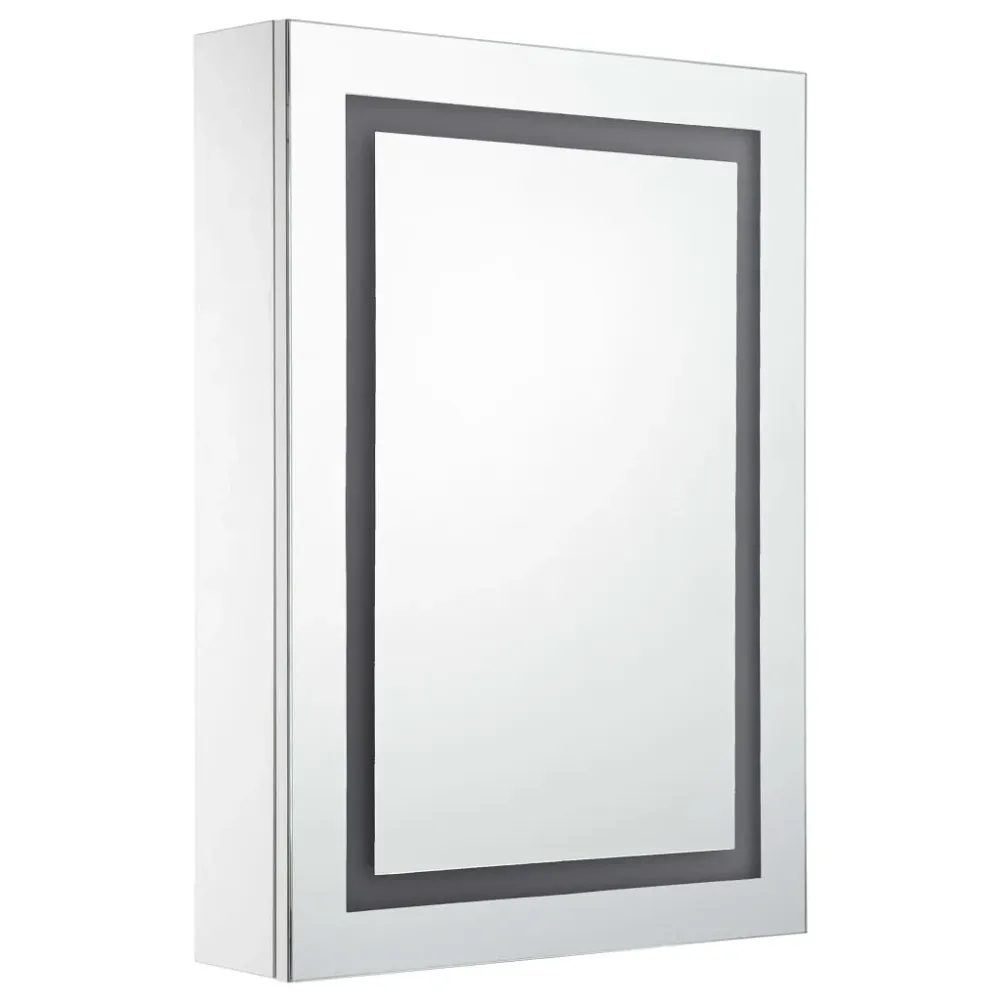 Premium Armoire de salle de bain à miroir led 50 x 13 x 70 cm blanc et argenté 02_0006562
