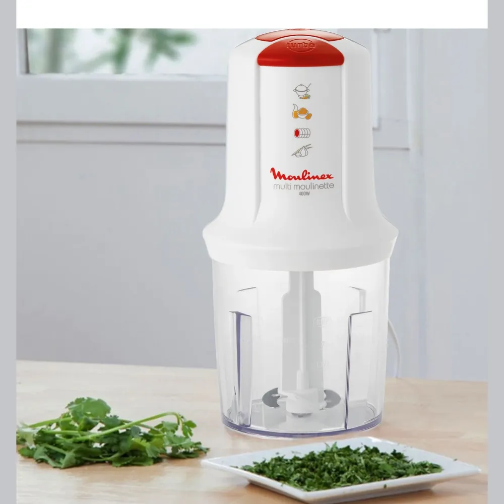 Moulinex Mini Chopper 3 1 - Blanc pur avec 3 bols de stockage